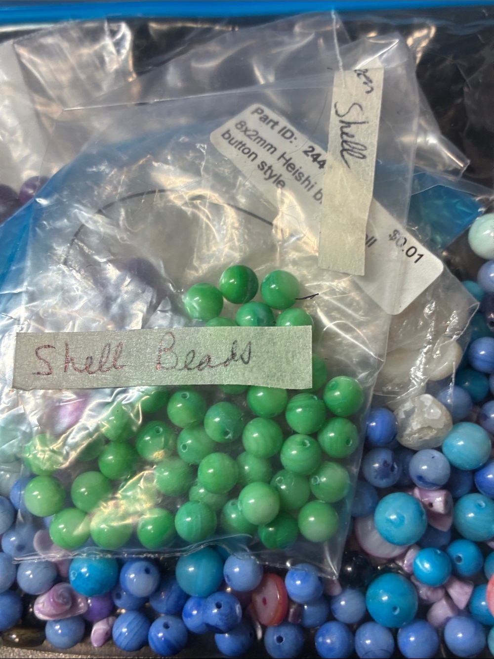 Lot of 2+ pounds of assorted gemstone Beads in Blue, Green, Pink, White, Brown - Picture 5 of 13